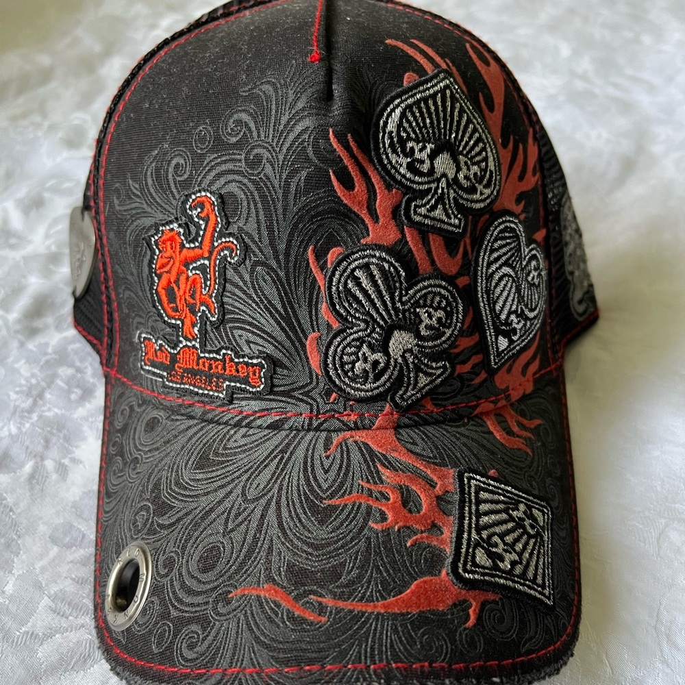 Red Monkey trucker hat rare new without tags.